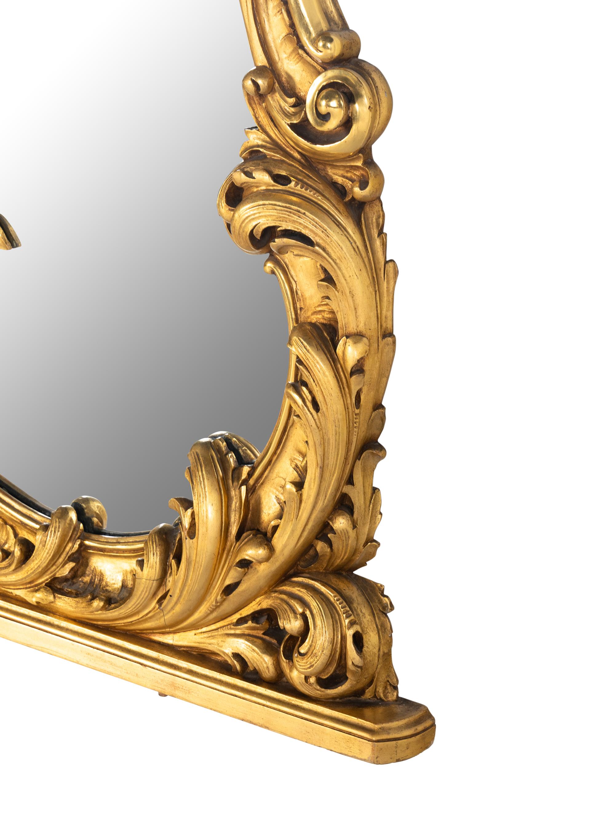 A Rococo Style Giltwood Onyx-Top Pier Table and Mirror