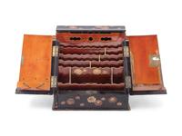 A Japanese Gilt, Black and Red Lacquered Stationary Chest