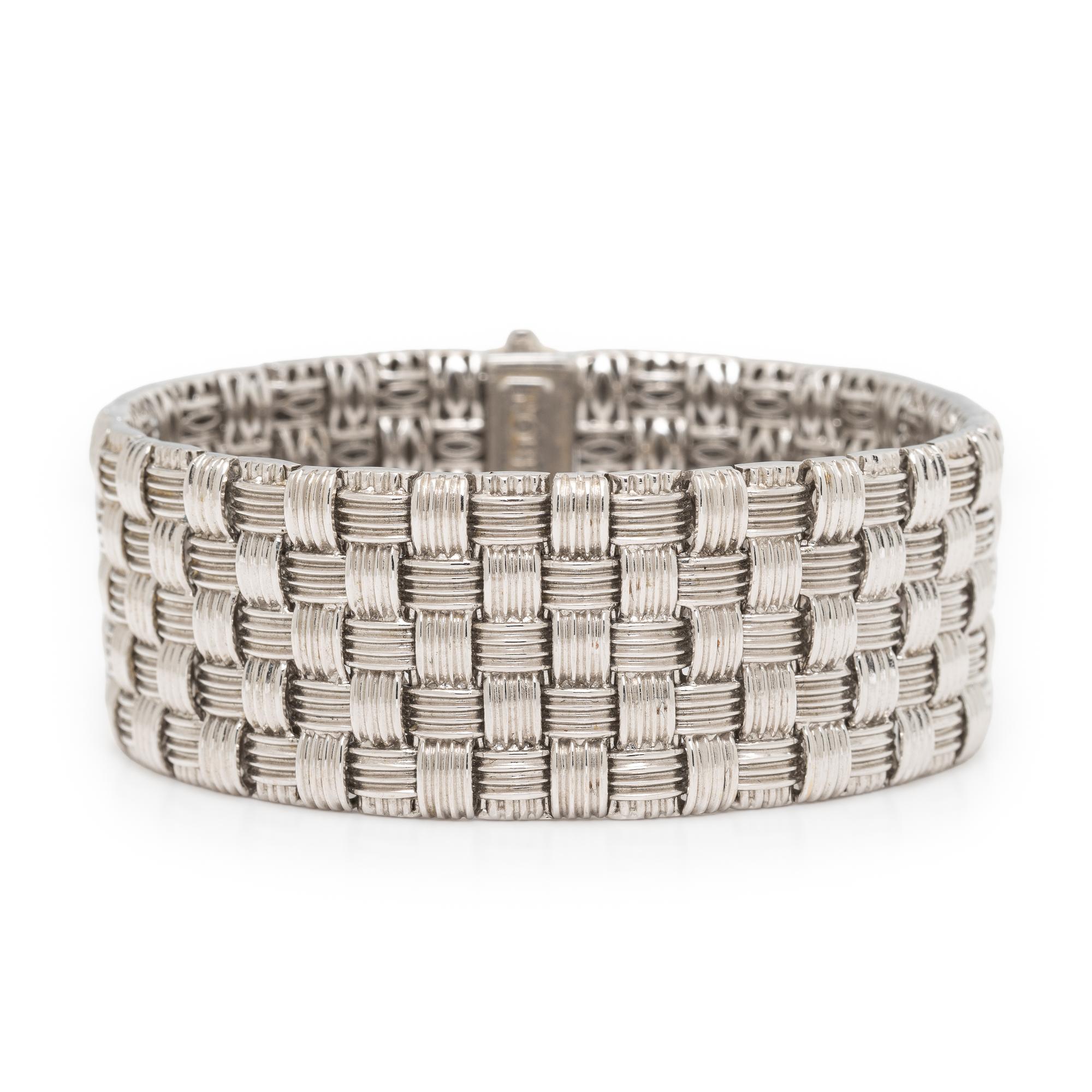 Roberto Coin, White Gold and Diamond Basket Weave Bracelet