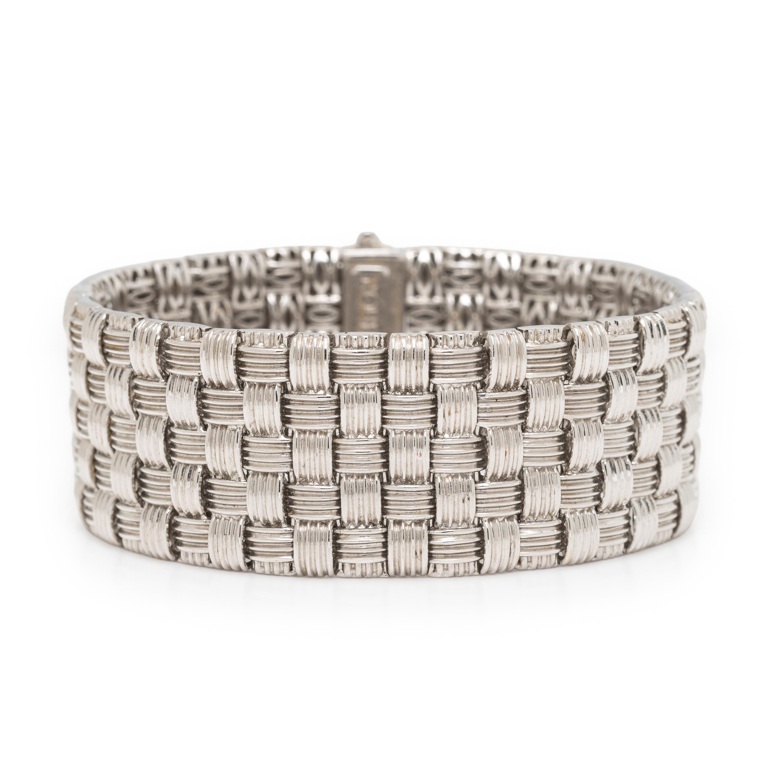 Roberto Coin, White Gold and Diamond Basket Weave Bracelet