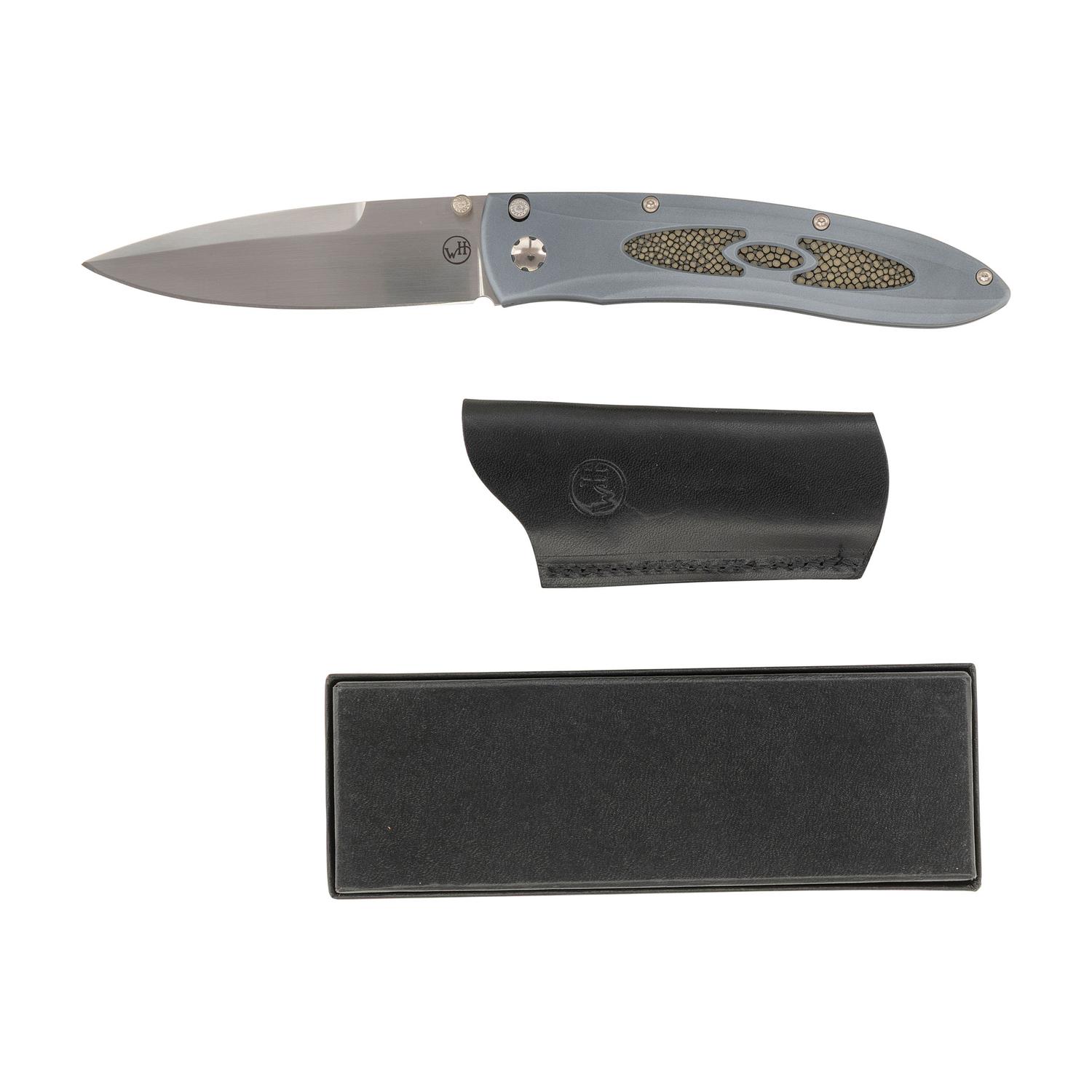 William Henry Matt Lock Knife in Box with Sheath
