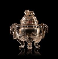 A Carved Rock Crystal Incense Burner and Cover