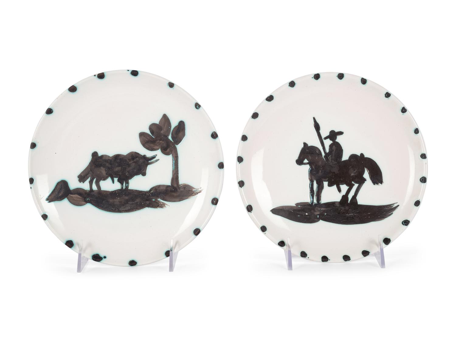 A pair of ceramics ( Taureau sous l’Arbre; Picador )(A.R. 159-160)
