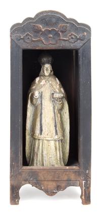 A Filipino Santos Figure Height of figure: 12 inches. height of shrine: 19 inches.
