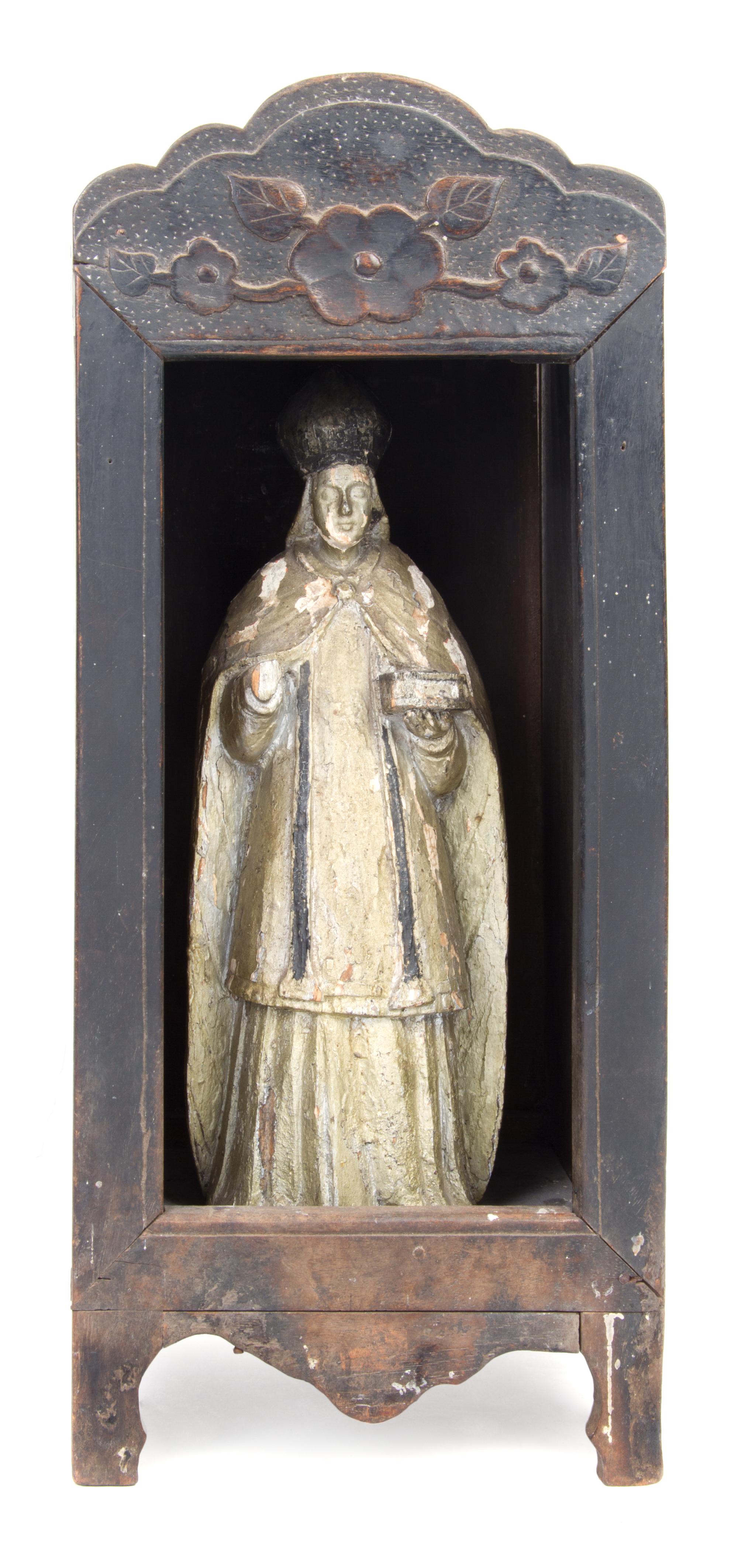 A Filipino Santos Figure Height of figure: 12 inches. height of shrine: 19 inches.
