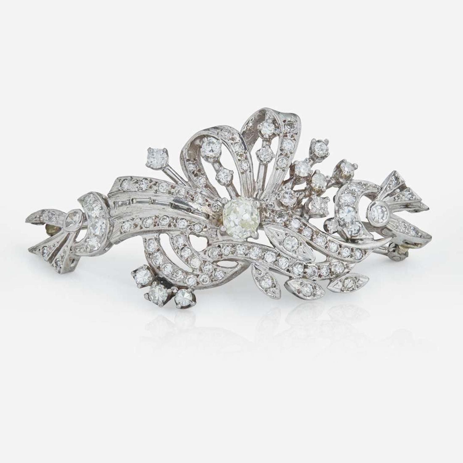 A Platinum and Diamond Brooch
