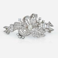 A Platinum and Diamond Brooch