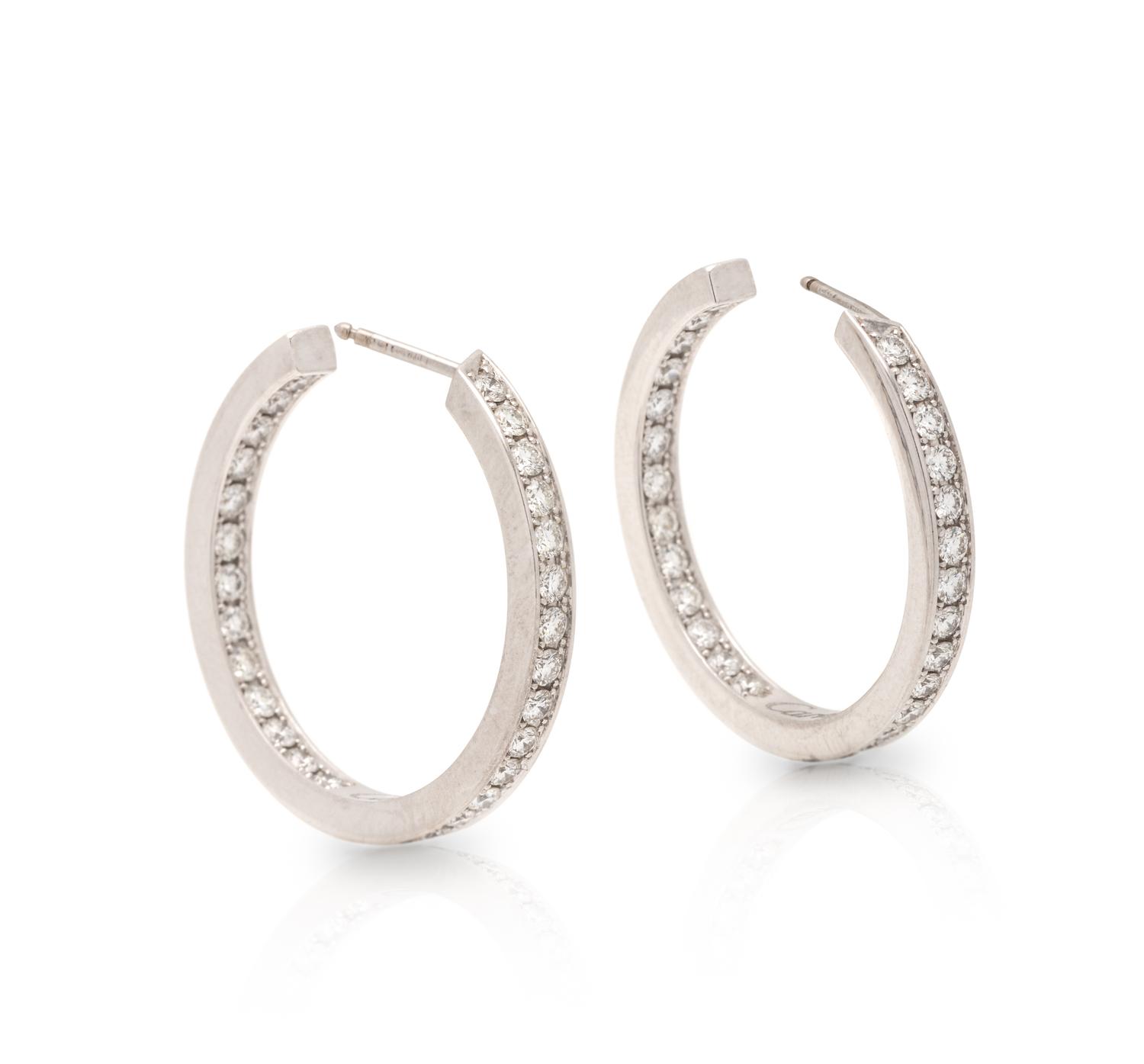 CARTIER, DIAMOND HOOP EARRINGS