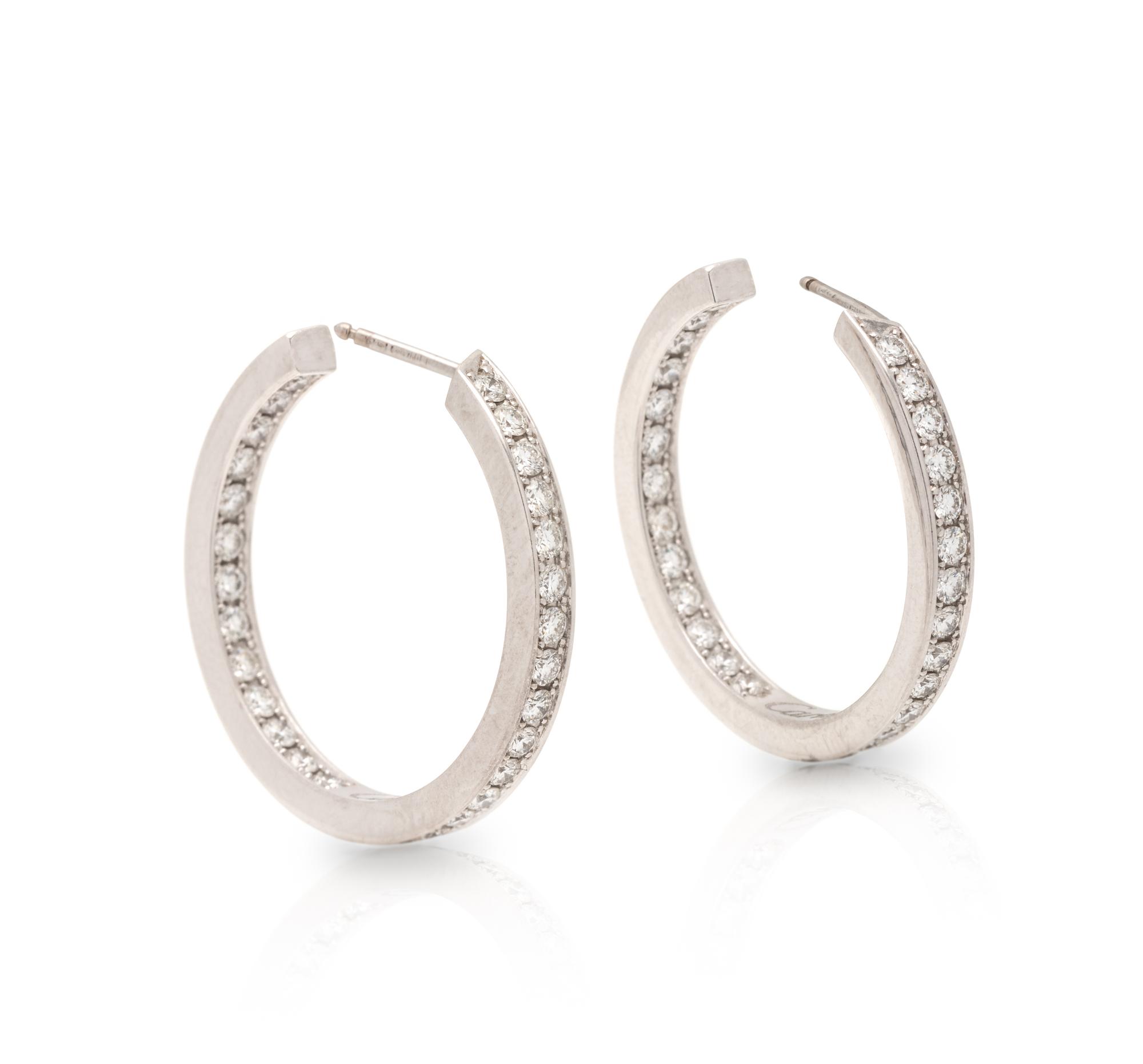 CARTIER, DIAMOND HOOP EARRINGS