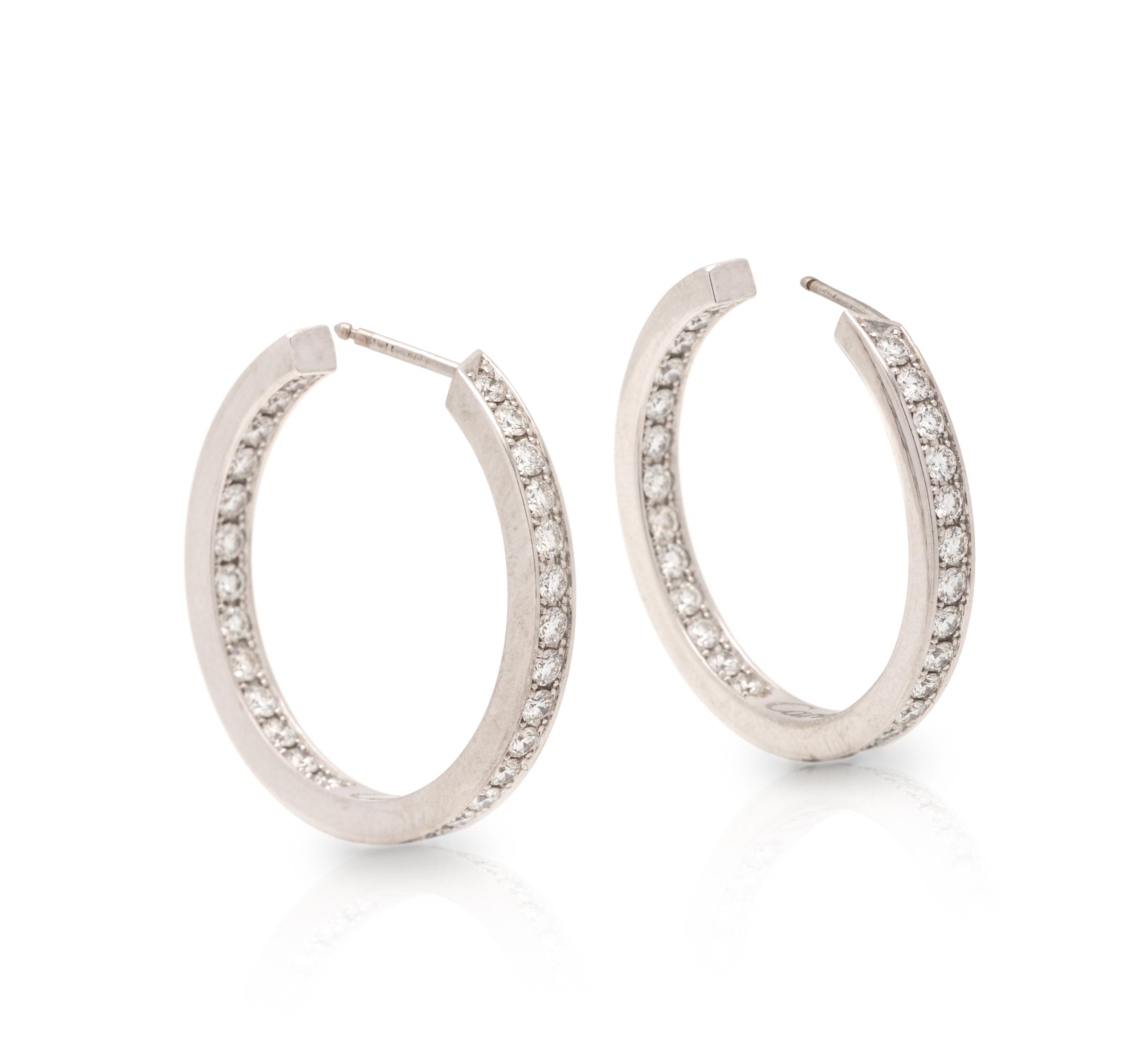 CARTIER, DIAMOND HOOP EARRINGS