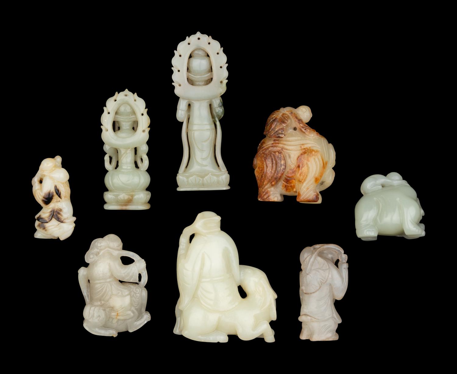 Eight Chinese Carved Jade Figures