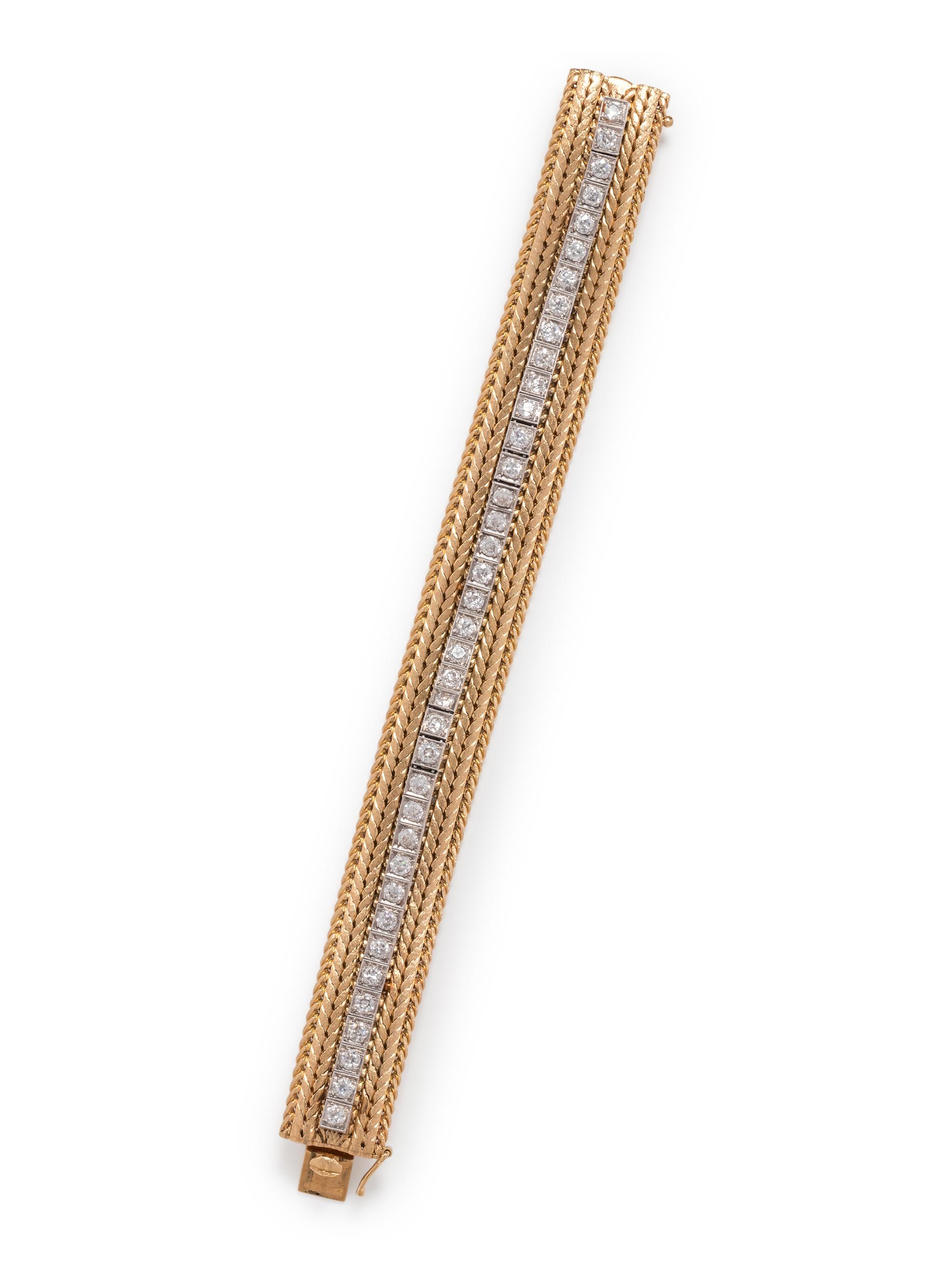 YELLOW GOLD, PLATINUM AND DIAMOND BRACELET