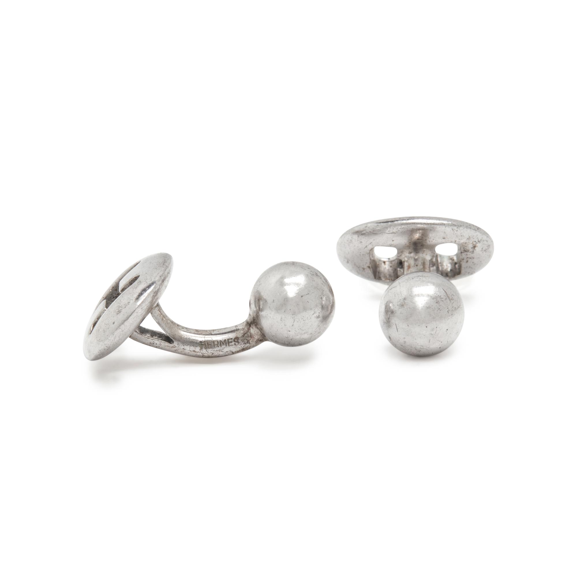 HERMÈS, SILVER CUFFLINKS