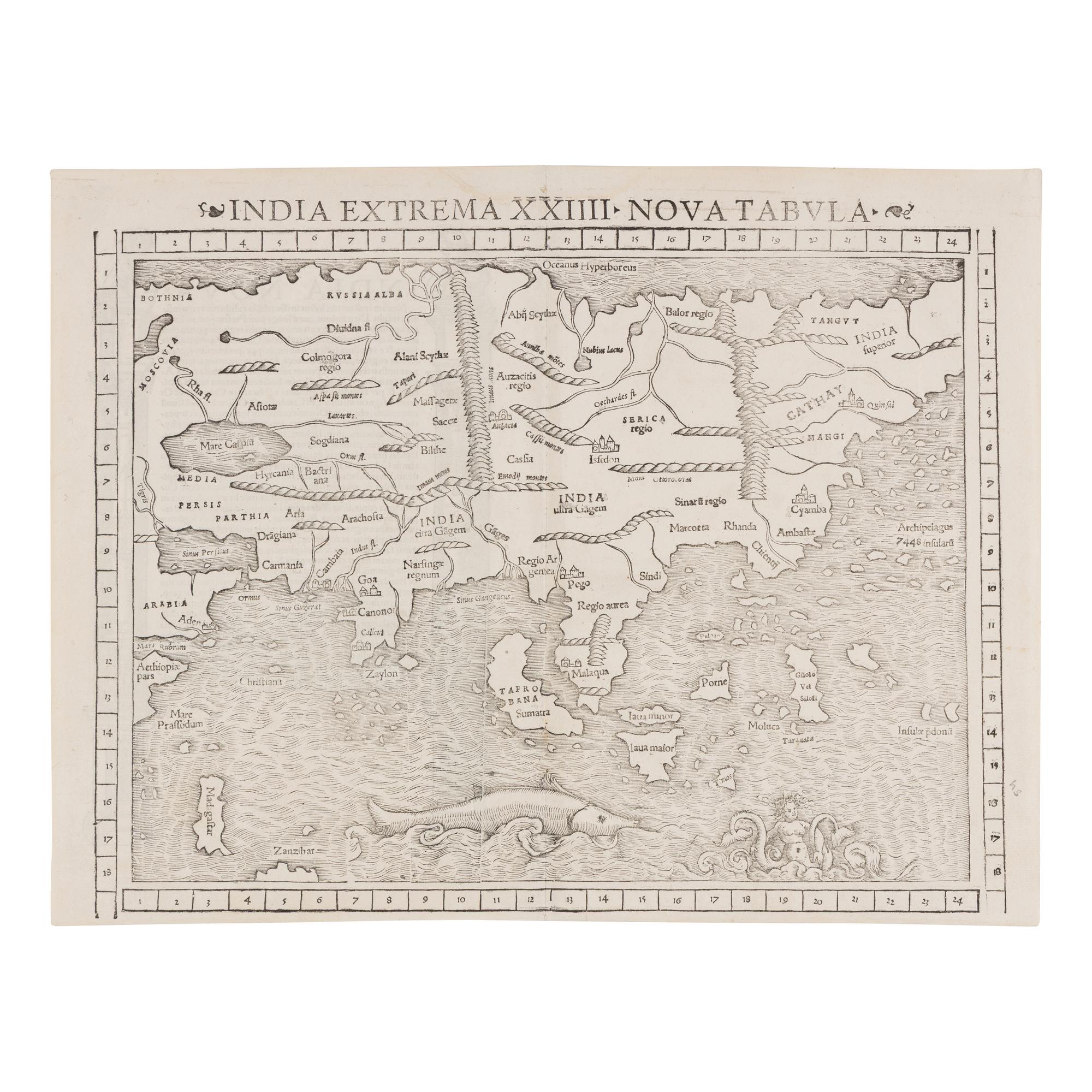 [Maps & Atlases] Munster, Sebastian. India Extrema XXIII Nova Tabula