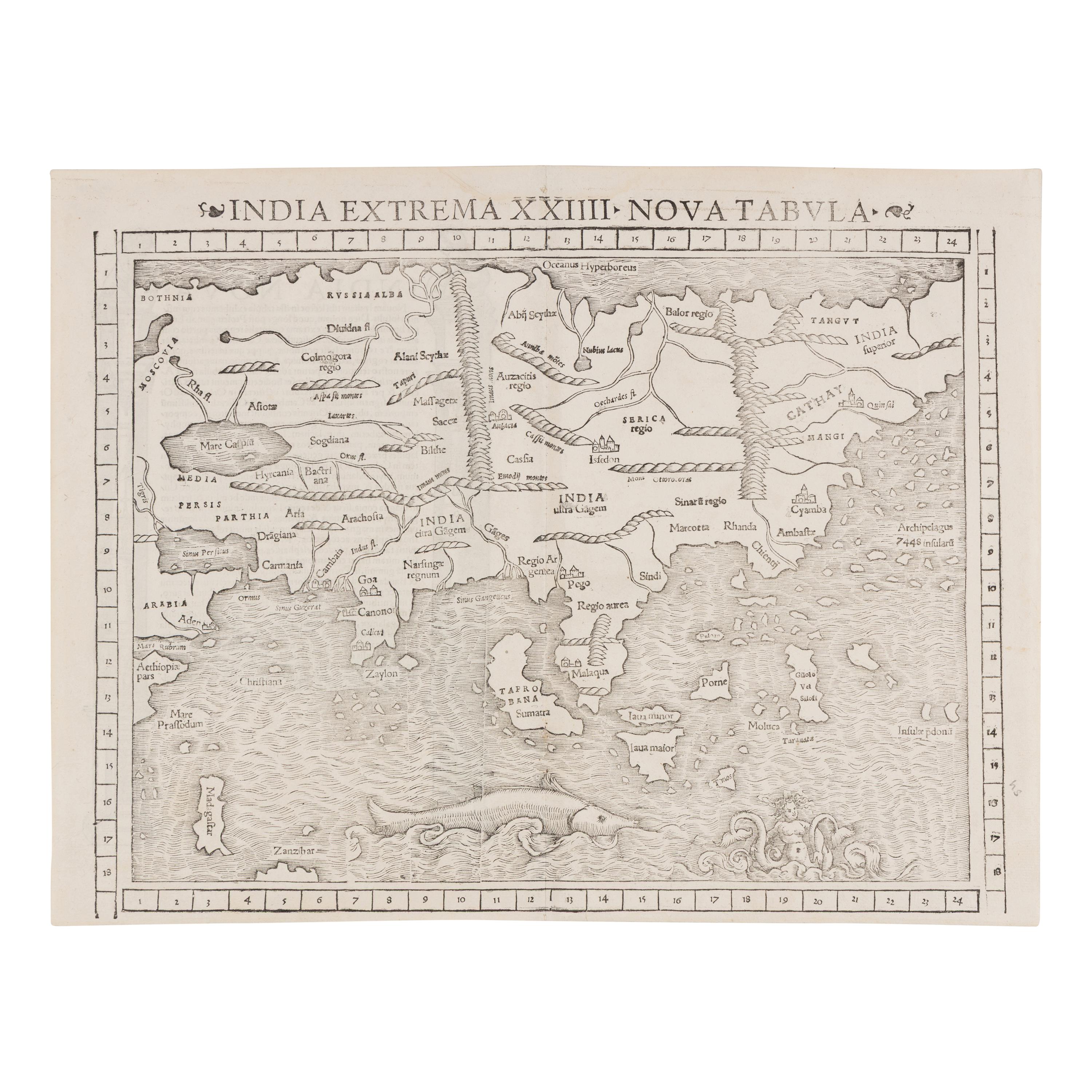 [Maps & Atlases] Munster, Sebastian. India Extrema XXIII Nova Tabula