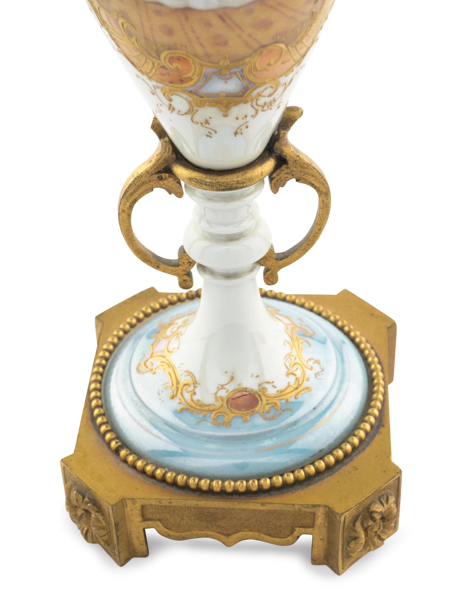 A Sèvres Porcelain Urn Mounted as a Lamp