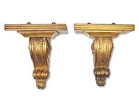 A Pair of George III Neoclassical Carved Giltwood and Gesso Wall Brackets