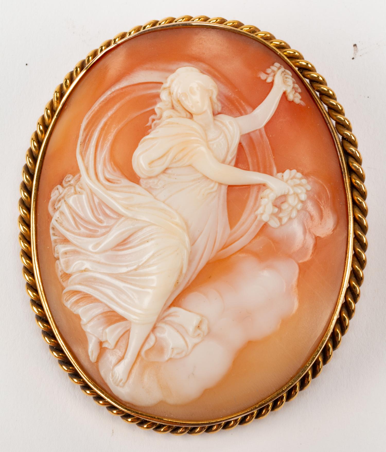 Five Gilt Metal Framed Italian Shell Cameos