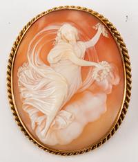 Five Gilt Metal Framed Italian Shell Cameos