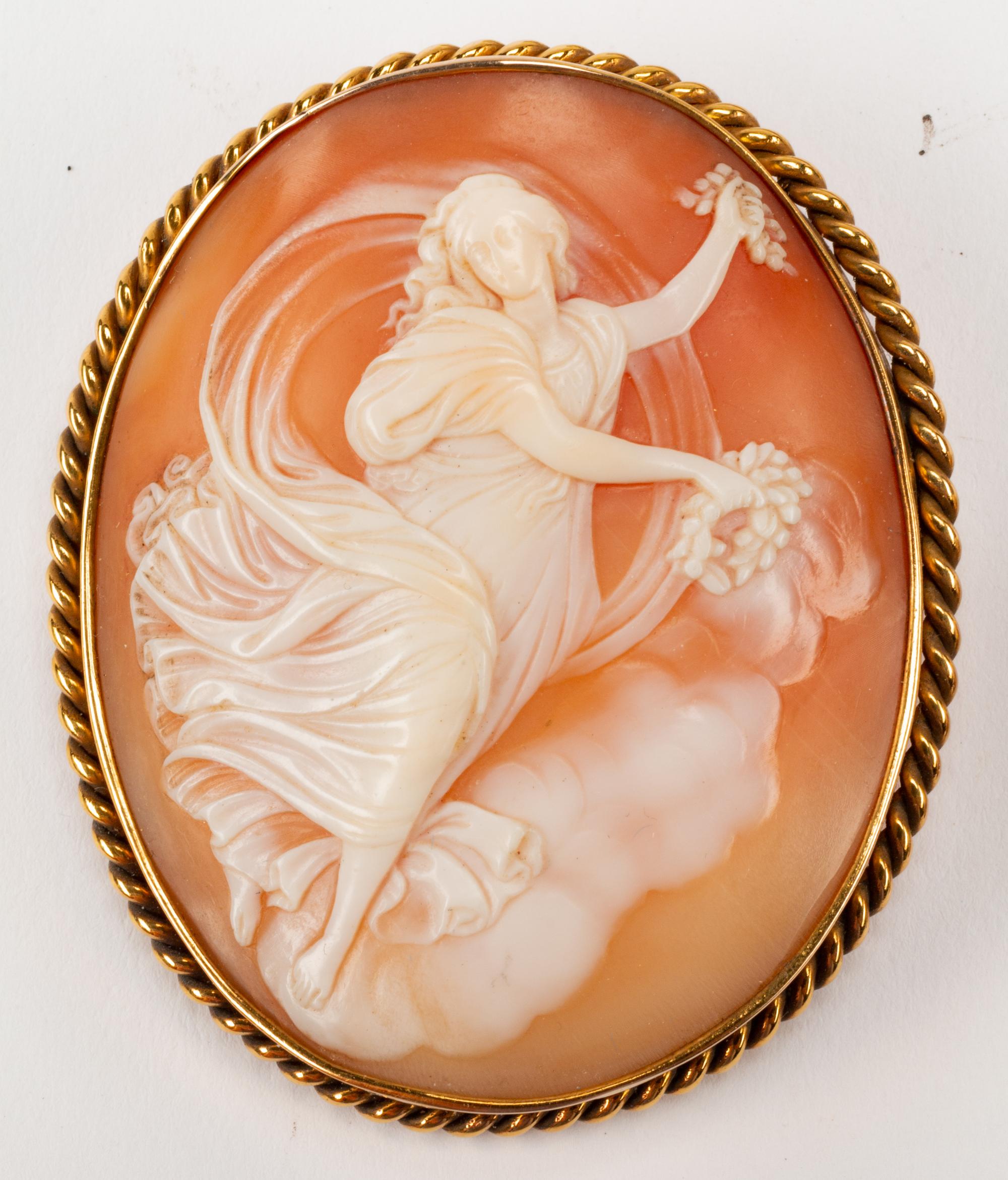 Five Gilt Metal Framed Italian Shell Cameos