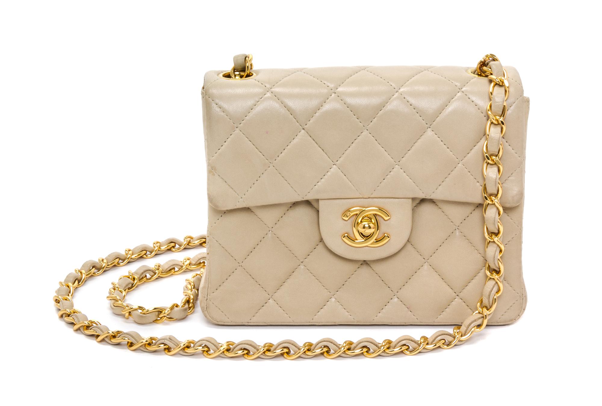 A Chanel Cream Calfskin Leather Small Flap Handbag, 6.5" x 5.5" x 2.5".