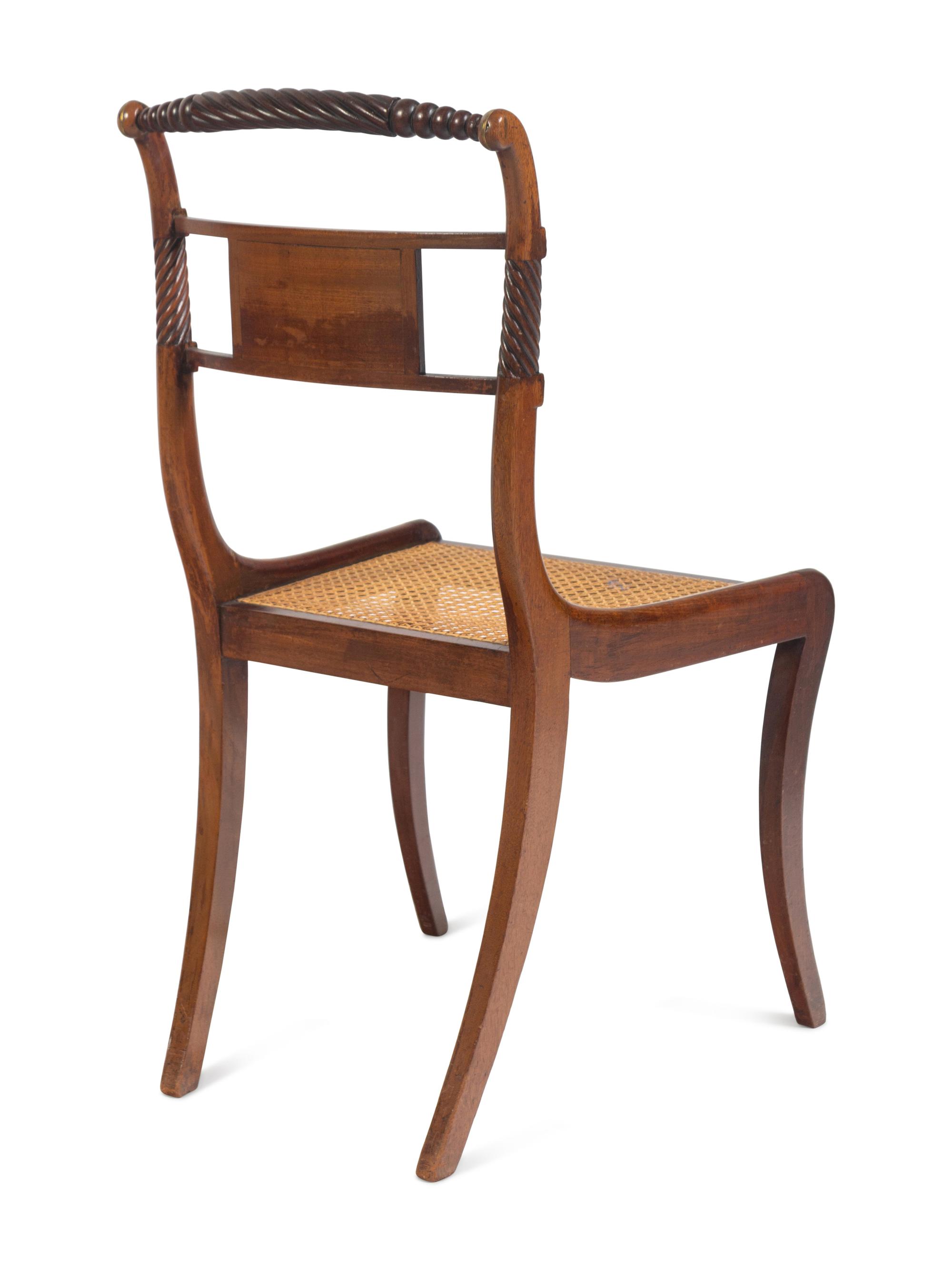 A Set of Regency Style Brass Inlaid Mahogany Dining Chairs