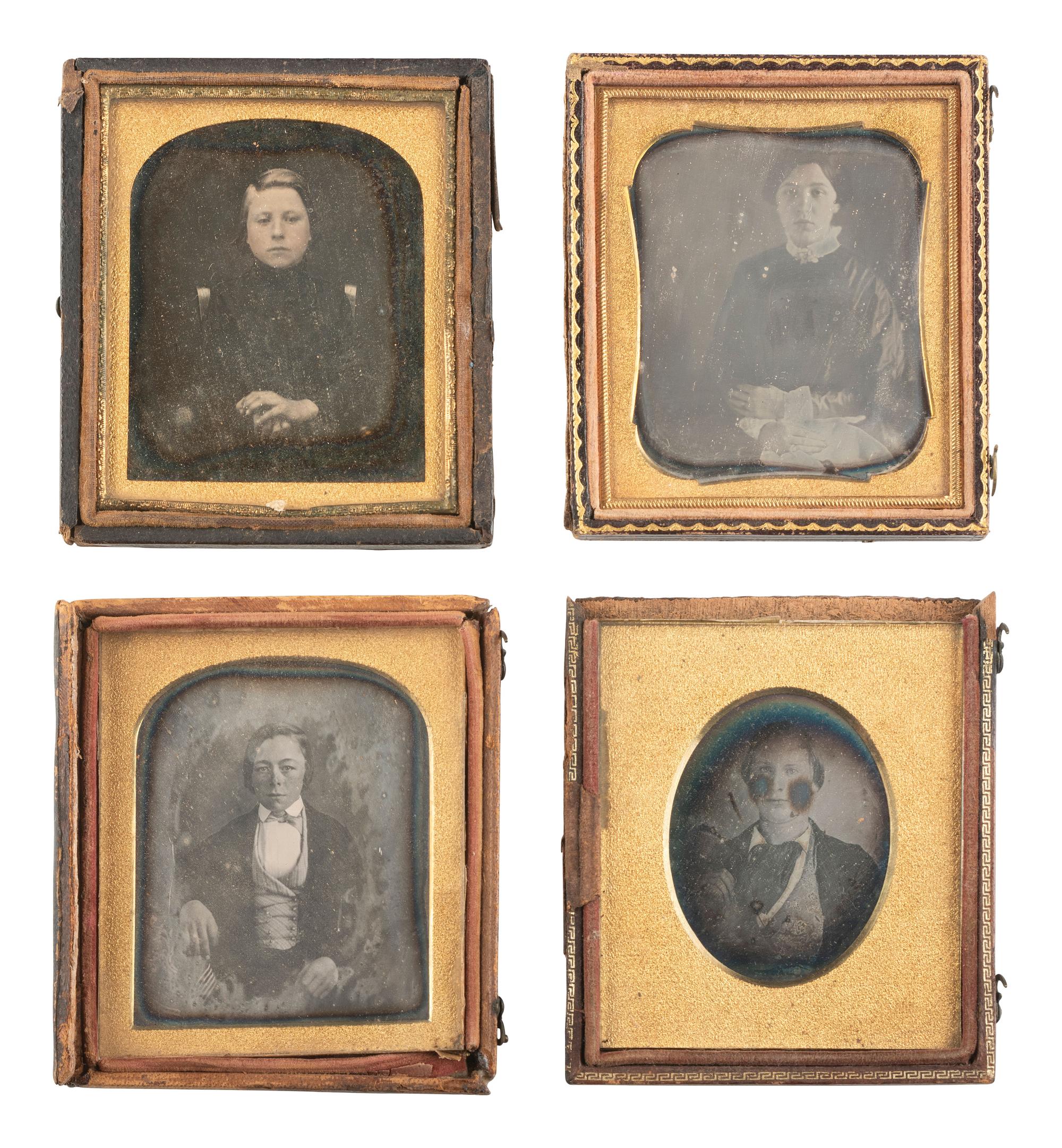 [EARLY PHOTOGRAPHY]. 18 sixth plate daguerreotypes of adolescent males and females.