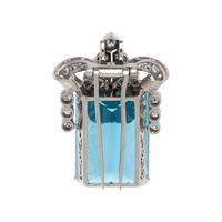 AQUAMARINE AND DIAMOND PENDANT/BROOCH
