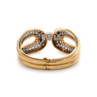 YELLOW GOLD, PLATINUM AND DIAMOND WATCH BANGLE BRACELET