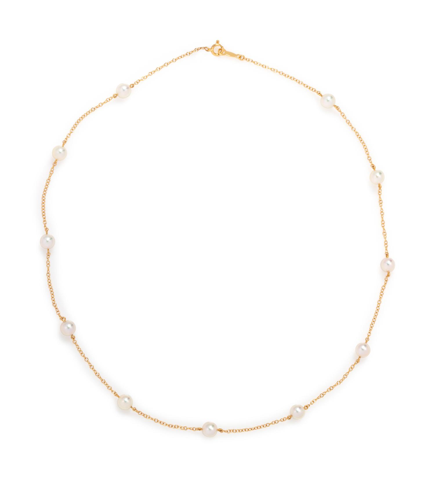 MIKIMOTO, YELLOW GOLD AND CULTURED PEARL NECKLACE