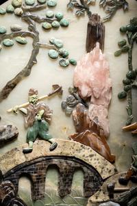 Three Chinese Hardstone Inset Serpentine Table Screens