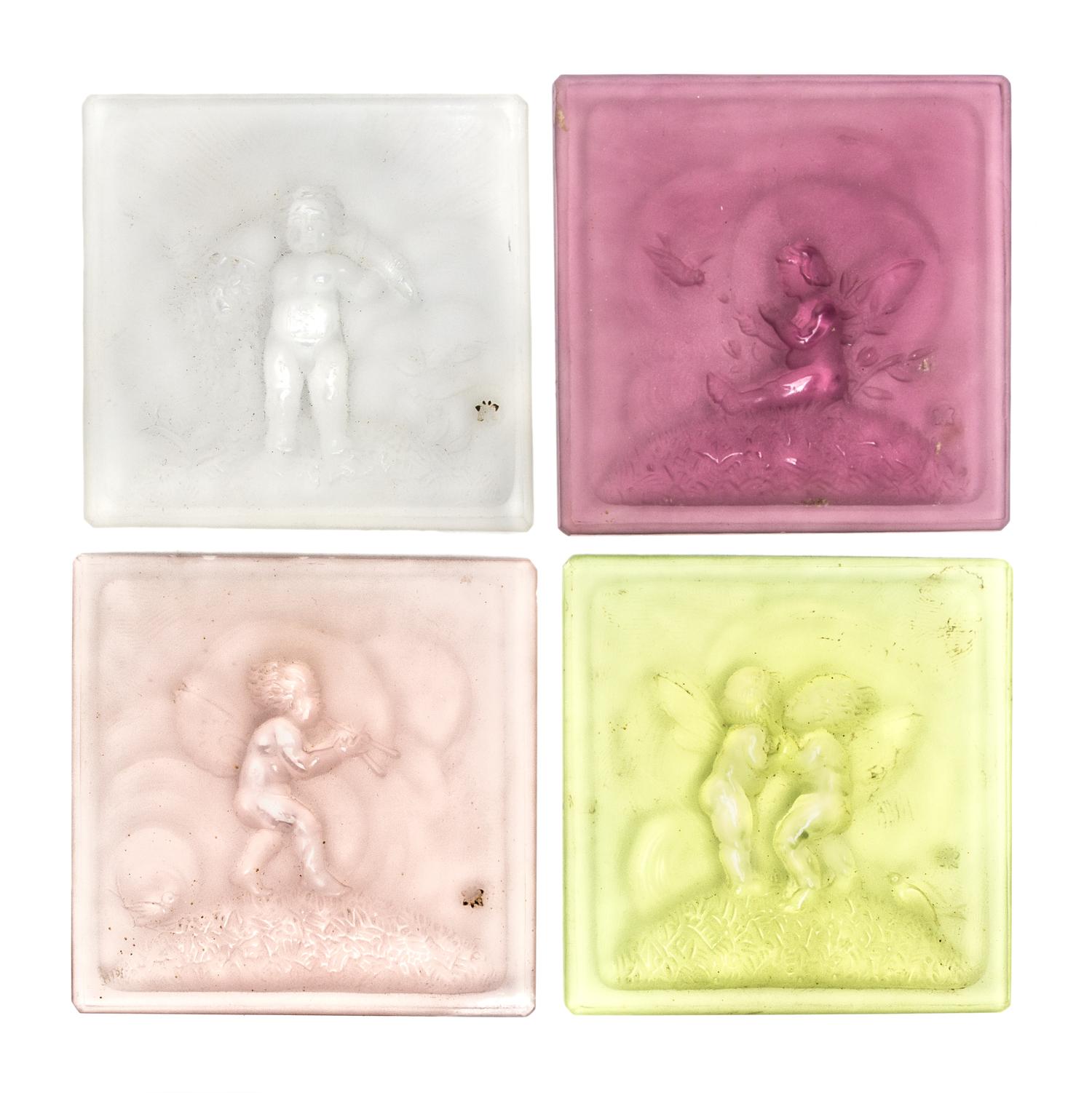 A Set of Forty Art Deco Frosted Glass Plaques Height of each 3 x width 3 inches. — HENRICH HOFFMAN & CURT SCHLEVOGHT