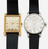 A collection of two leather bracelet wristwatches, Tiffany & Co, Atlas Schaffhausen International Watch Co.