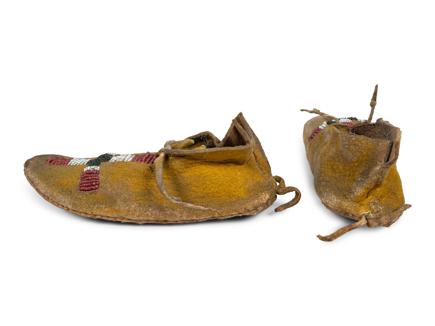 Cheyenne Child's Beaded Hide Moccasins