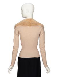PRADA, FUR-COLLAR KNIT CARDIGAN