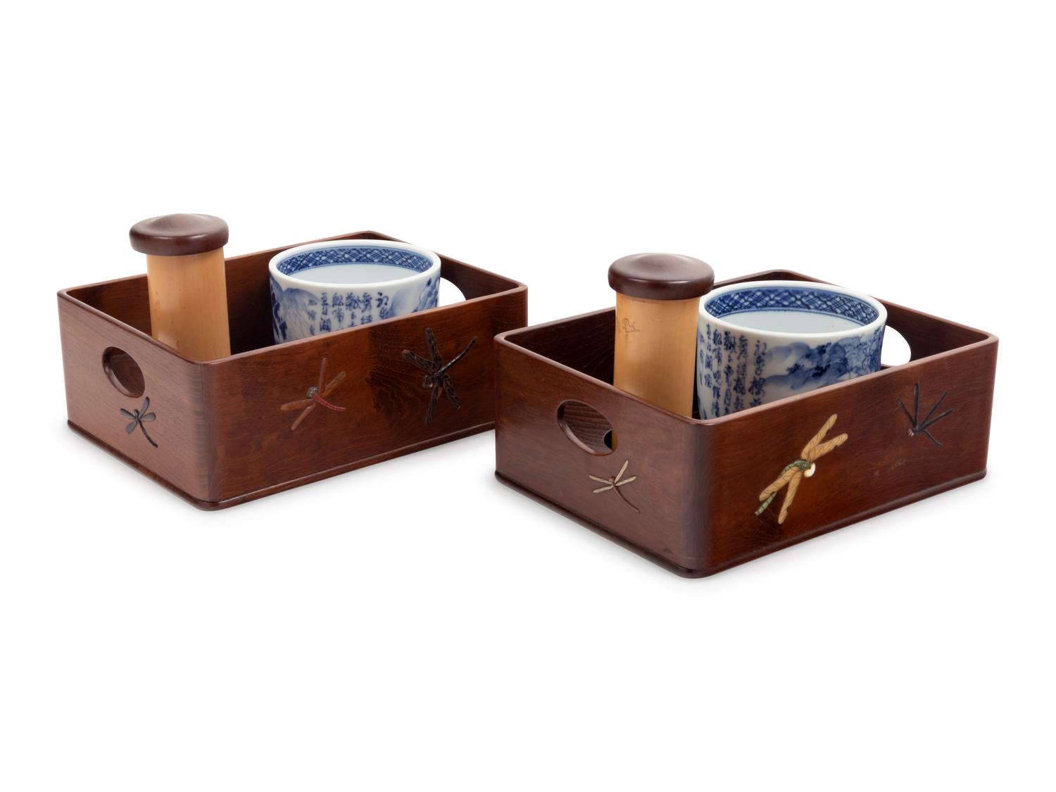A Pair of Shibyama Style Smoking Boxes