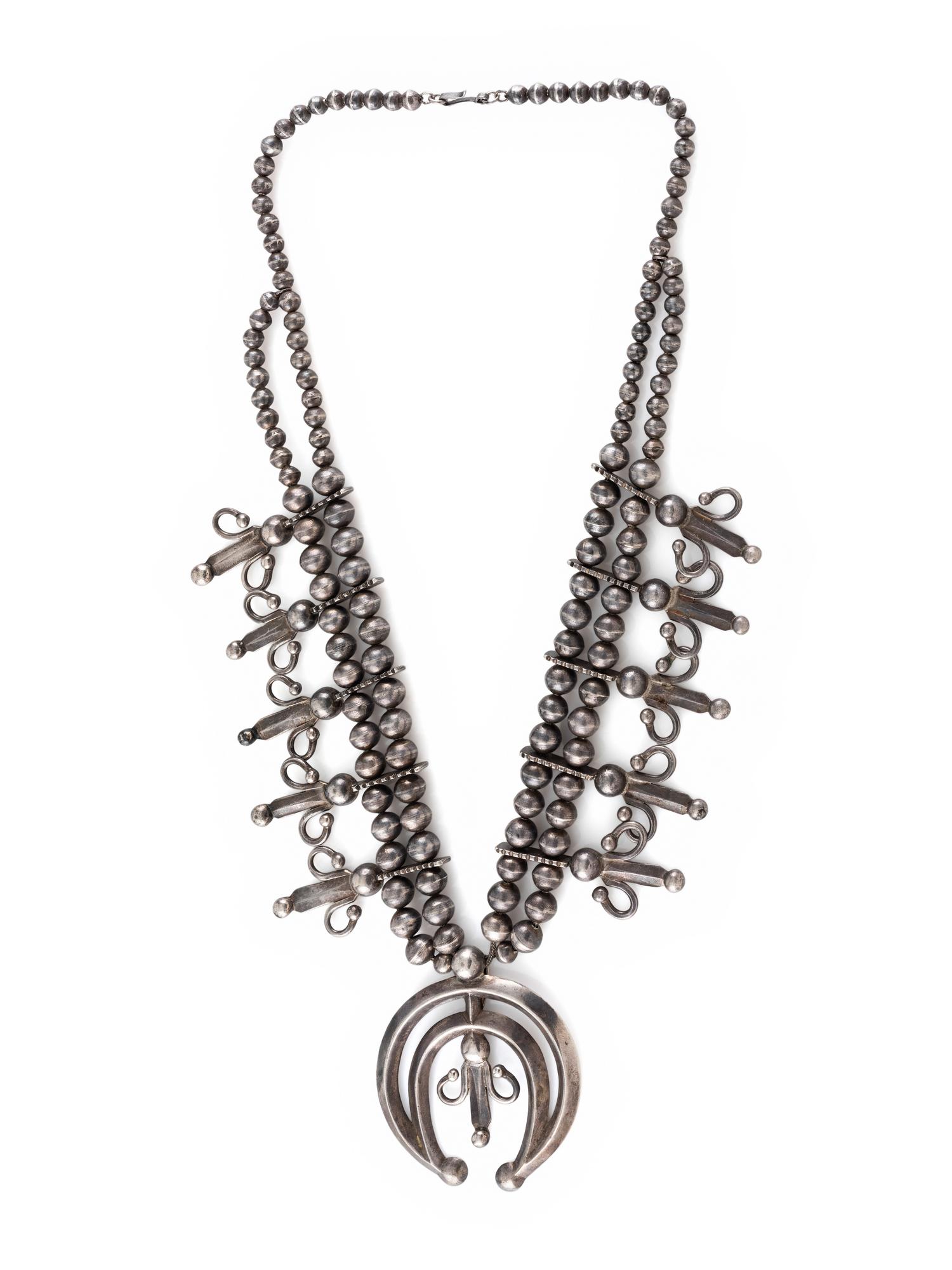 Navajo Silver Squash Blossom Necklace