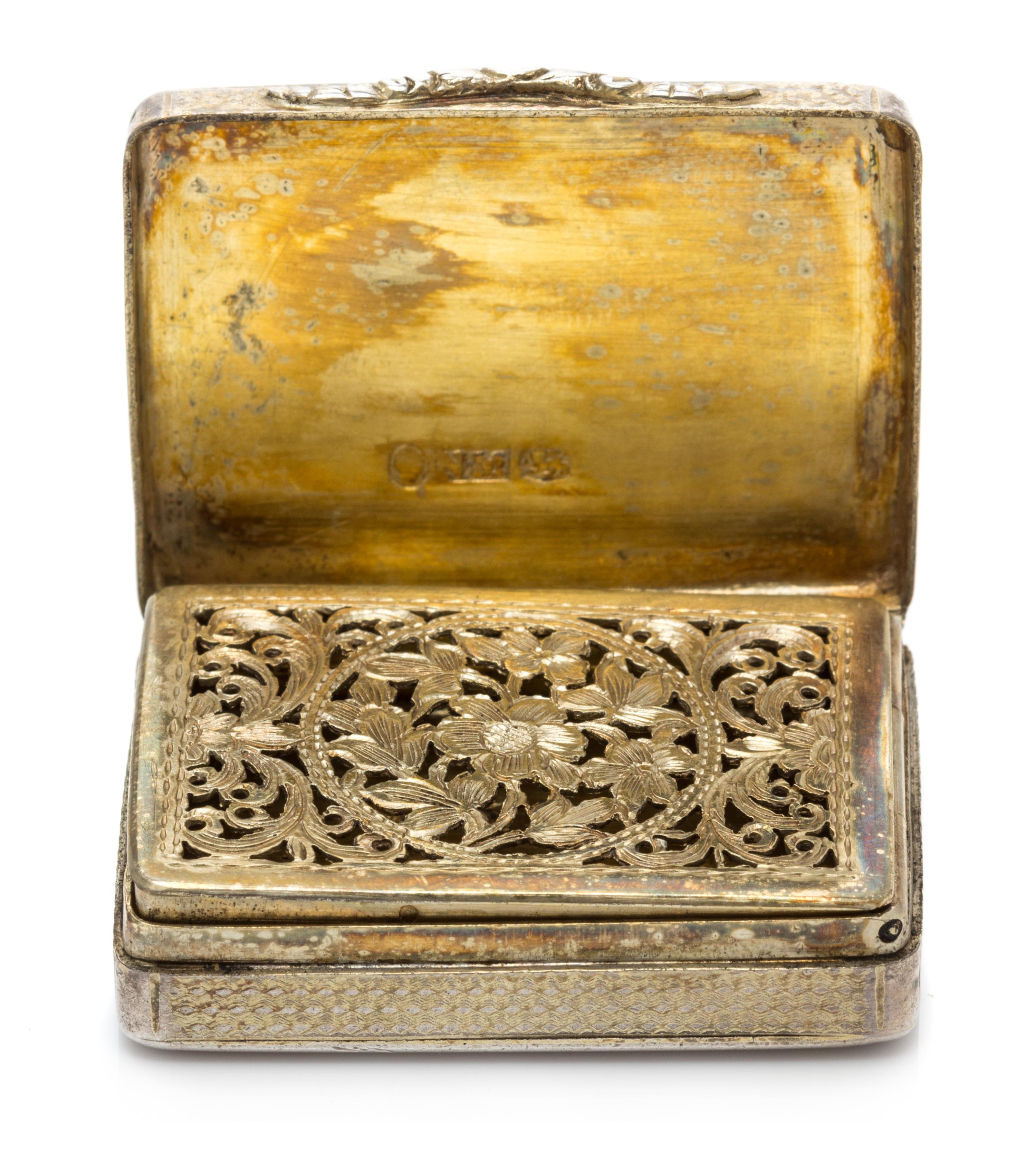A William IV Silver Vinaigrette, Nathaniel Mills, Birmingham, 1840, having an engine turned case centered by a rectangular monogrammed
