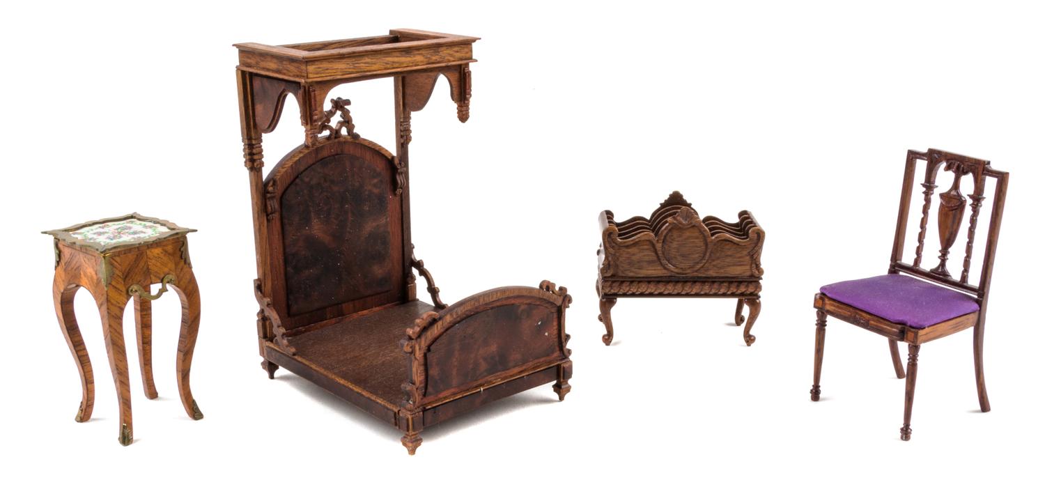 Four Furniture Articles Height of first 4 1/4 x width 2 1/2 x depth 3 1/4 inches. — John Masterman