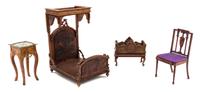 Four Furniture Articles Height of first 4 1/4 x width 2 1/2 x depth 3 1/4 inches. — John Masterman