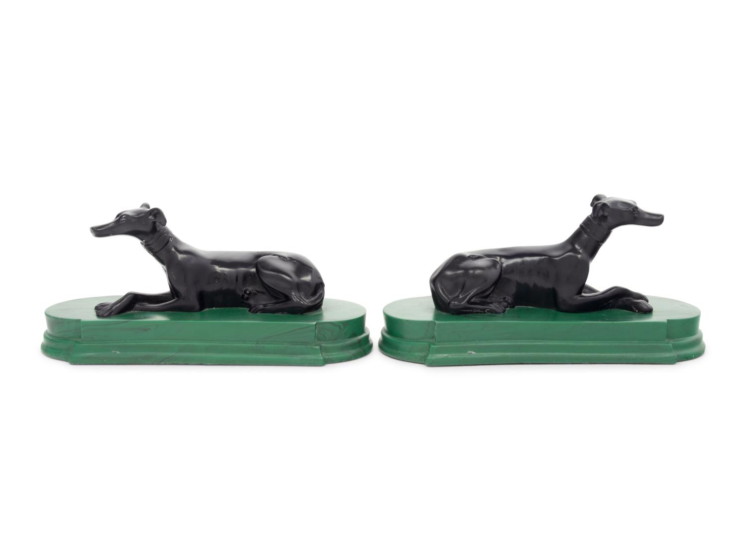 A Pair of Resin Greyhounds