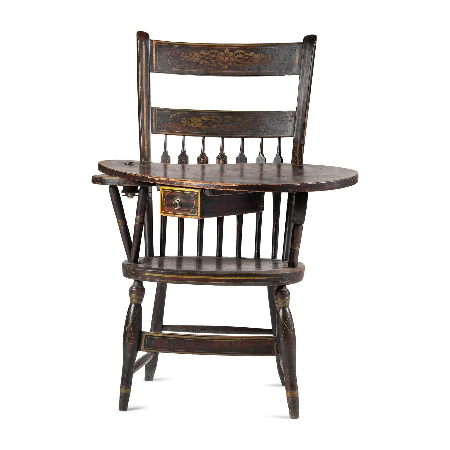 A Grain Painted Writing Arm Windsor Chair