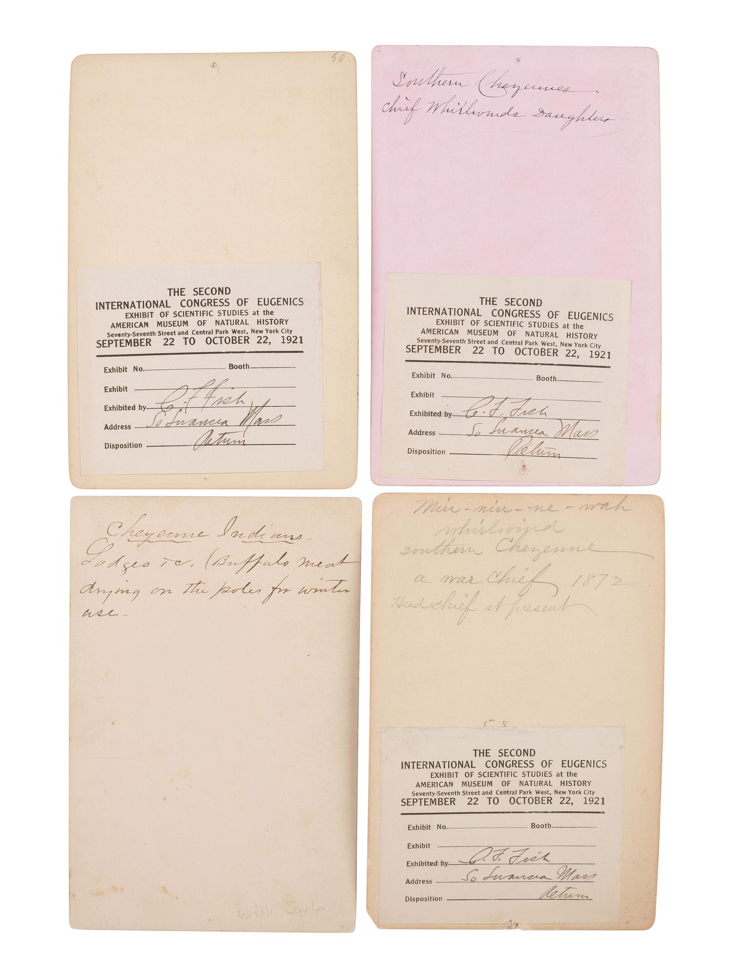 [SOULE, William S. (1836-1908), photographer]. A group of 4 cabinet cards of Southern Cheyenne Indians, incl. Chief Whirlwind and a camp scene. Ca early 1870s.