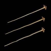 Three Chinese Gold 'Floral' Hair Pins, Zan, Ming Dynasty 明 梅花、牡丹頭金錐腳簪