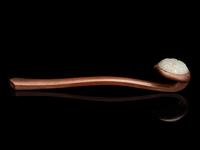 A Grey Jade Inset Hardwood Ruyi Scepter