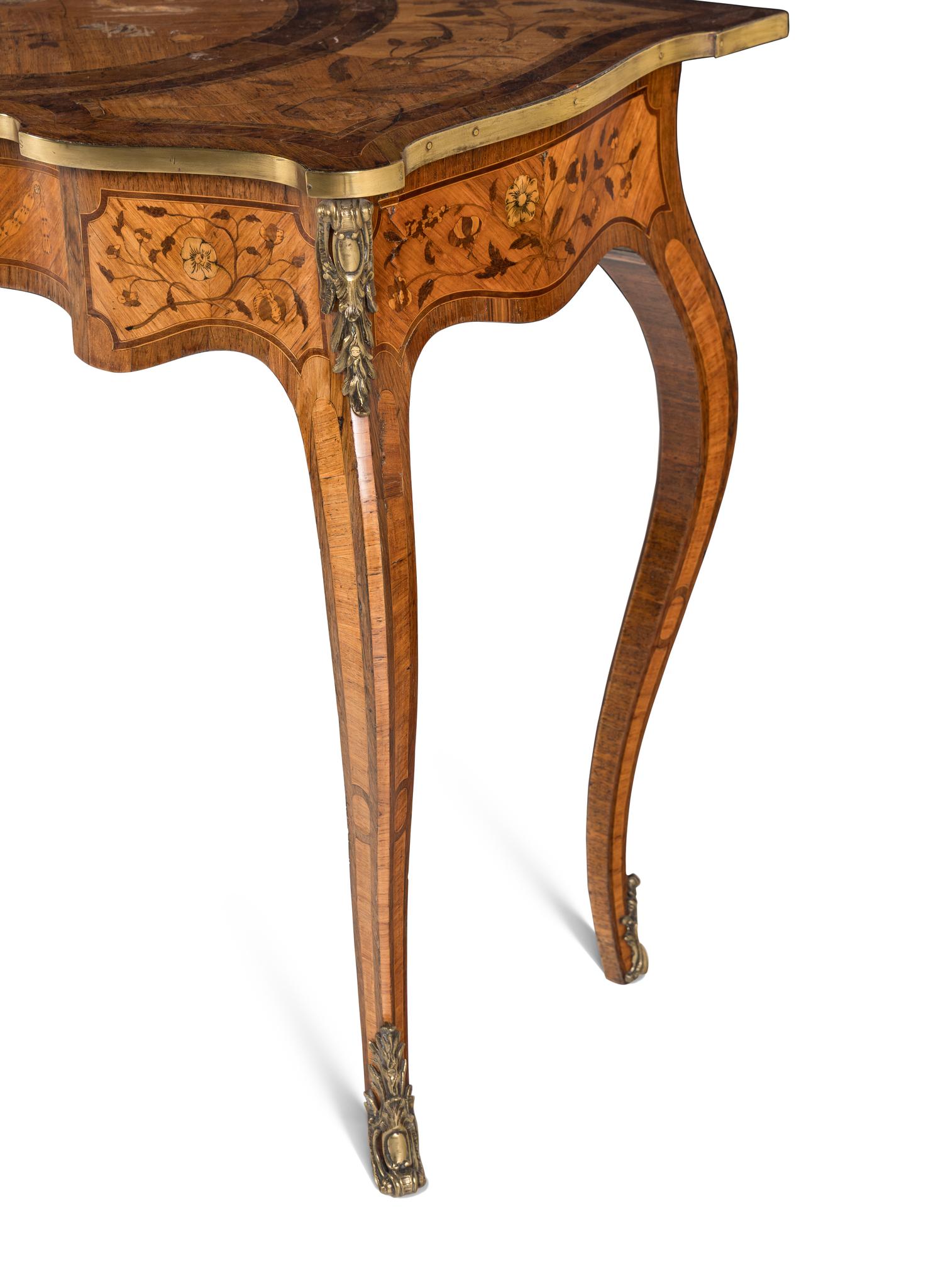 A George III Rosewood, Satinwood and Marquetry Side Table