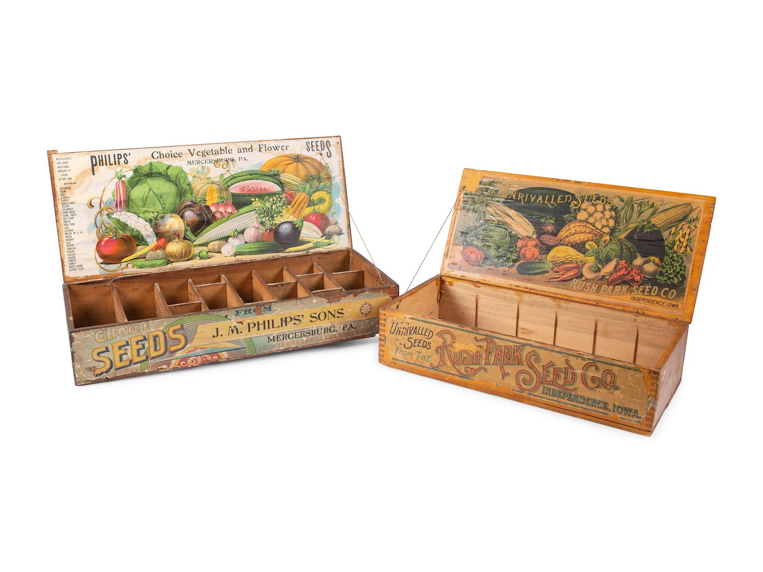 Two Countertop Advertising Seed Boxes