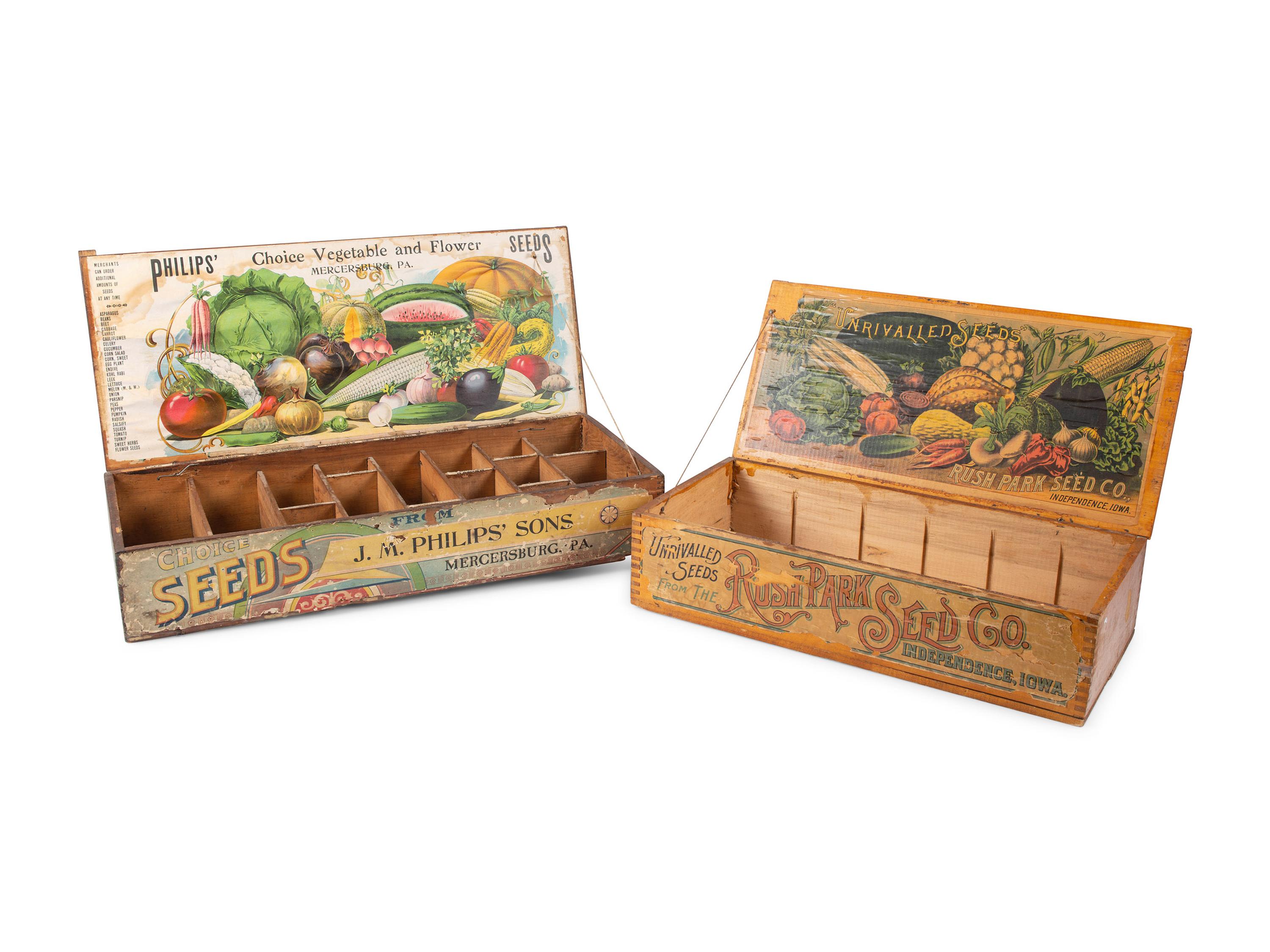 Two Countertop Advertising Seed Boxes