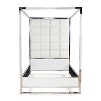 A Contemporary Acrylic and Chrome Queen-Sized Canopy Bed