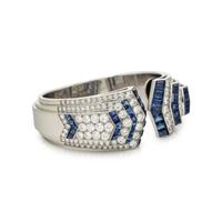 ART DECO, SAPPHIRE AND DIAMOND HINGED CUFF BRACELET